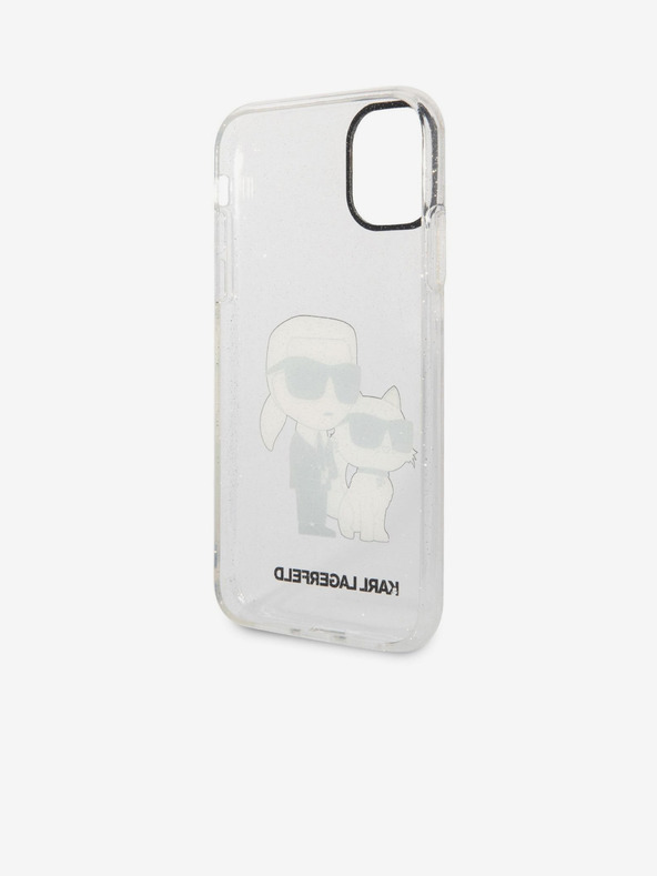 Karl Lagerfeld IML Bleščeči Karl and Choupette NFT Zadnji pokrov za iPhone 11 Transparent Karl Lagerfeld