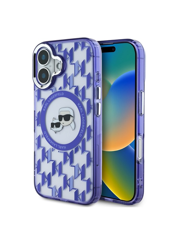 Karl Lagerfeld Karl Lagerfeld IML Monogram K&CH Heads MagSafe Zadnji pokrov za iPhone 16 Purple