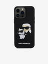 Karl Lagerfeld 3D Gumijasti Karl and Choupette Zadnji pokrov za iPhone 15 Pro Max Black Karl Lagerfeld