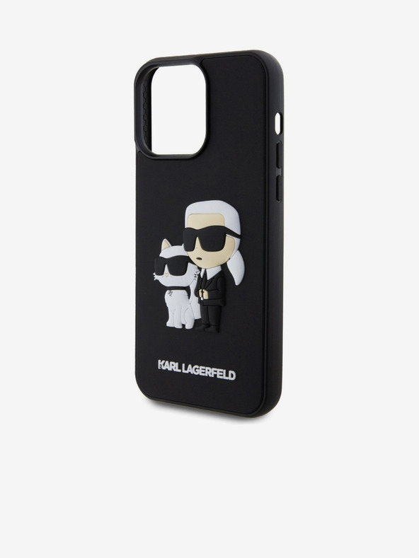 Karl Lagerfeld 3D Gumijasti Karl and Choupette Zadnji pokrov za iPhone 15 Pro Max Black Karl Lagerfeld