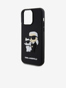 Karl Lagerfeld 3D Gumijasti Karl and Choupette Zadnji pokrov za iPhone 15 Pro Max Black Karl Lagerfeld