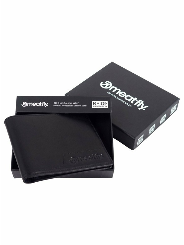 Meatfly Meatfly usnjeni denarnica Eliot Premium Black | Črna | Velikost