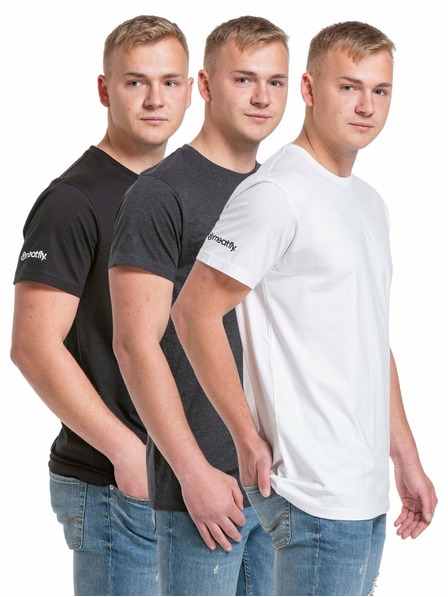 Meatfly Meatfly paket moških majic Basic Multipack Black/Charcoal Heather/White | Črna | Velikost