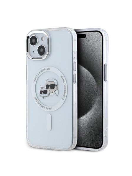 Karl Lagerfeld Karl Lagerfeld IML K&CH Heads Metal Frame MagSafe Zadnji Pokrov za iPhone 14 Transparent