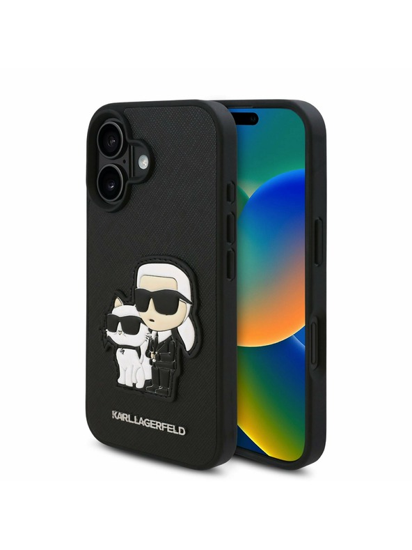 Karl Lagerfeld Karl Lagerfeld PU Saffiano Karl and Choupette Zadnji Pokrov za iPhone 16 Black