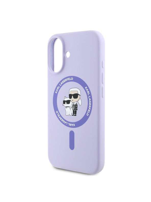 Karl Lagerfeld Karl Lagerfeld Liquid Silicone Karl and Choupette MagSafe Zadnji Pokrov za iPhone 16 Purple