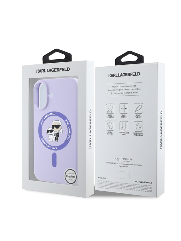 Karl Lagerfeld Karl Lagerfeld Liquid Silicone Karl and Choupette MagSafe Zadnji Pokrov za iPhone 16 Purple