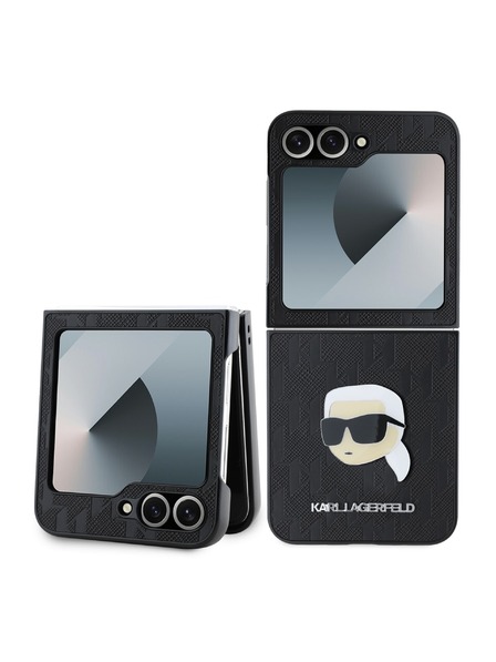 Karl Lagerfeld Karl Lagerfeld PU Saffiano Monogram Karl Head Zadnji Pokrov za Samsung Galaxy Z Flip 6 Black