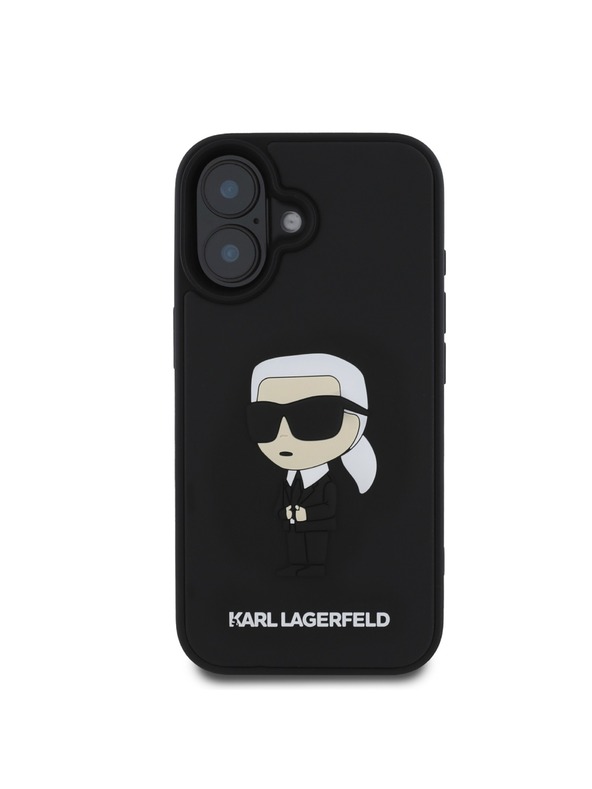 Karl Lagerfeld Karl Lagerfeld 3D Rubber Ikonik Zadnji Pokrov za iPhone 16 Black
