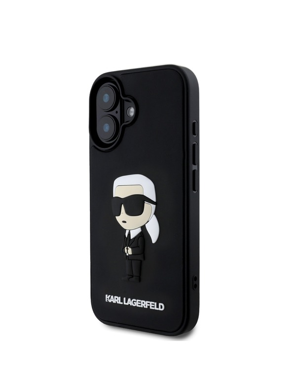 Karl Lagerfeld Karl Lagerfeld 3D Rubber Ikonik Zadnji Pokrov za iPhone 16 Black