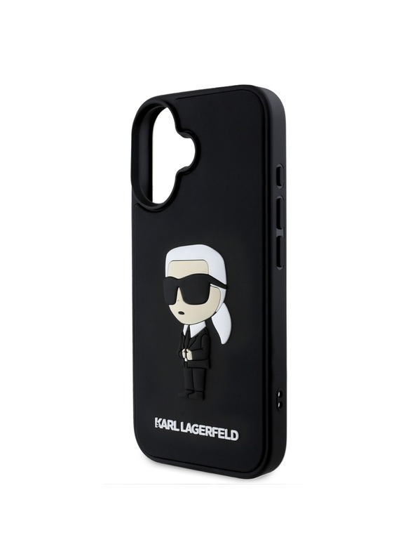 Karl Lagerfeld Karl Lagerfeld 3D Rubber Ikonik Zadnji Pokrov za iPhone 16 Black