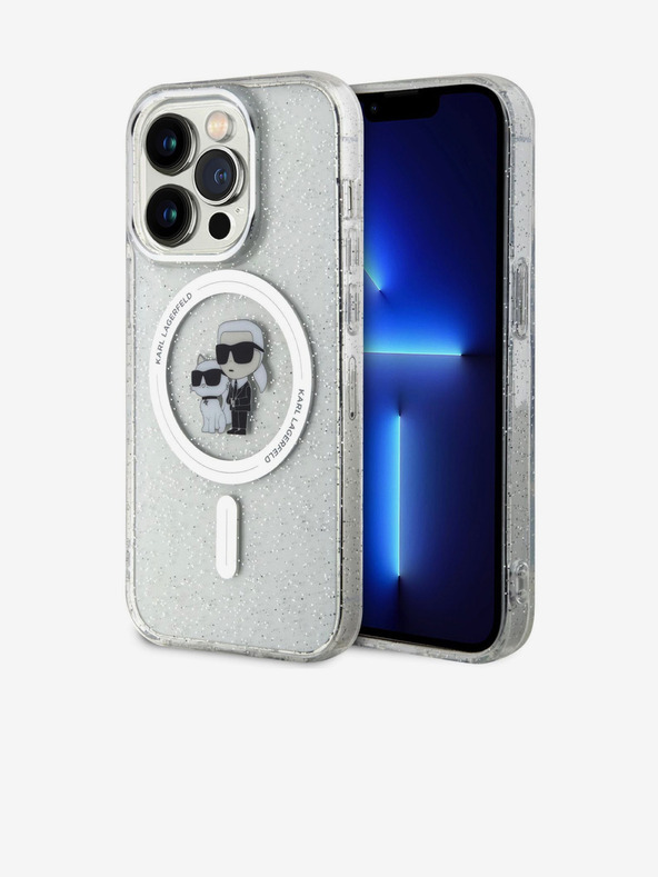 Karl Lagerfeld Karl Lagerfeld IML Glitter Karl and Choupette MagSafe Zadnji Pokrov za iPhone 15 Pro Transparent