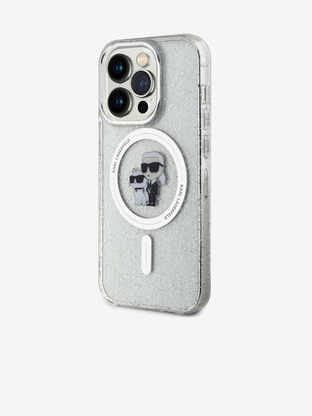 Karl Lagerfeld Karl Lagerfeld IML Glitter Karl and Choupette MagSafe Zadnji Pokrov za iPhone 15 Pro Transparent