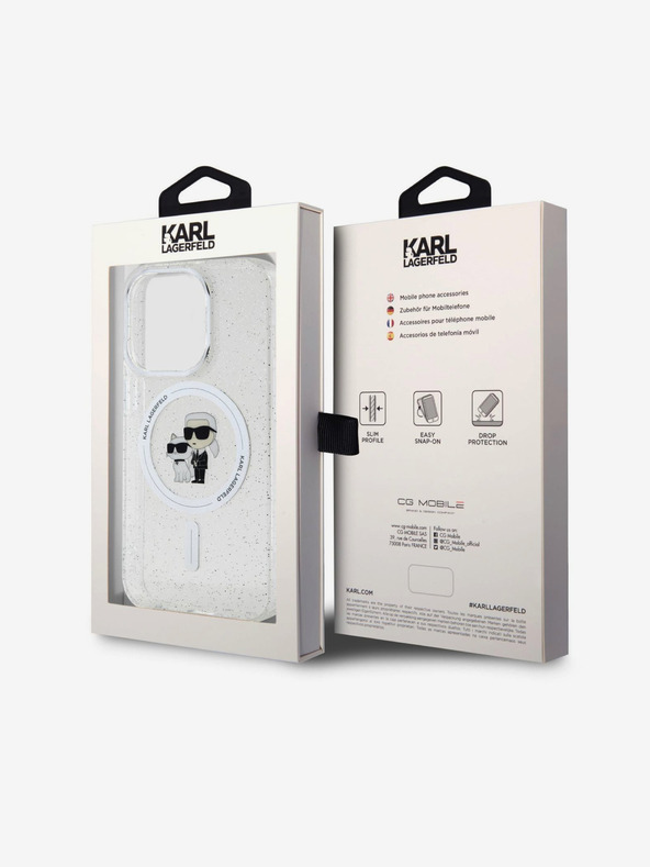 Karl Lagerfeld Karl Lagerfeld IML Glitter Karl and Choupette MagSafe Zadnji Pokrov za iPhone 15 Pro Transparent