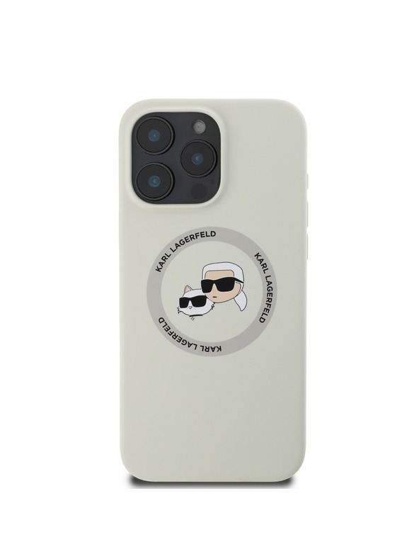 Karl Lagerfeld Karl Lagerfeld Tekoči silikonski K&CH Heads MagSafe Zadnji pokrov za iPhone 16 Pro Beige