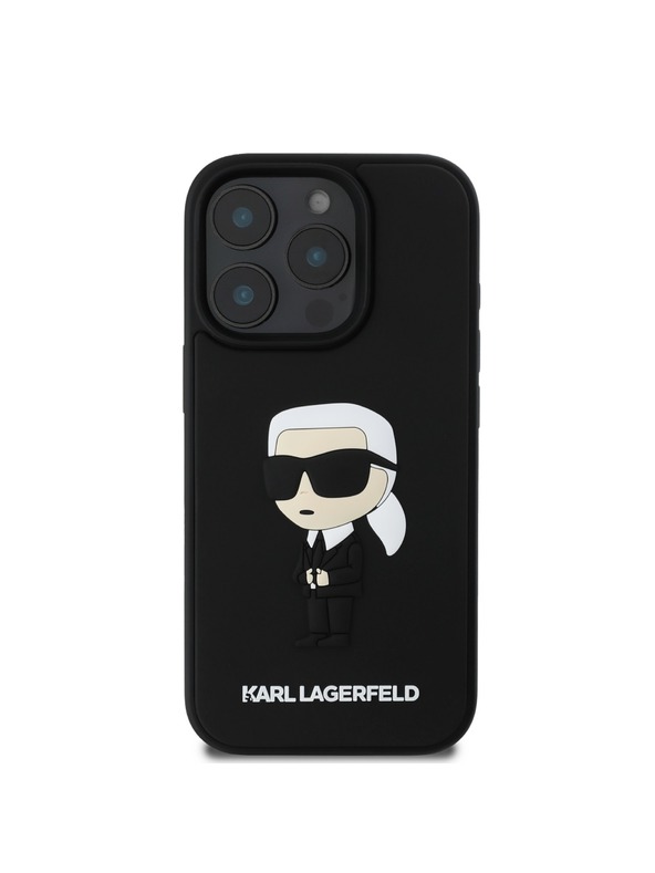 Karl Lagerfeld Karl Lagerfeld 3D Gumijasti Ikonik Zadnji pokrov za iPhone 16 Pro Black