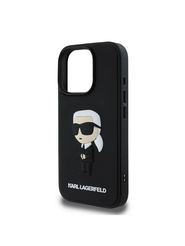 Karl Lagerfeld Karl Lagerfeld 3D Gumijasti Ikonik Zadnji pokrov za iPhone 16 Pro Black