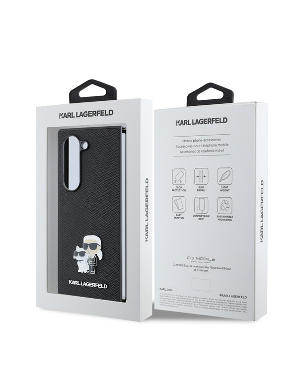 Karl Lagerfeld Karl Lagerfeld PU Saffiano Karl in Choupette Zadnji pokrov za Samsung Galaxy Z Fold 6 Black