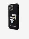 Karl Lagerfeld 3D Gumijasti Karl in Choupette Zadnji pokrov za iPhone 12/12 Pro Black Karl Lagerfeld