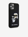 Karl Lagerfeld 3D Gumijasti Karl in Choupette Zadnji pokrov za iPhone 12/12 Pro Black Karl Lagerfeld