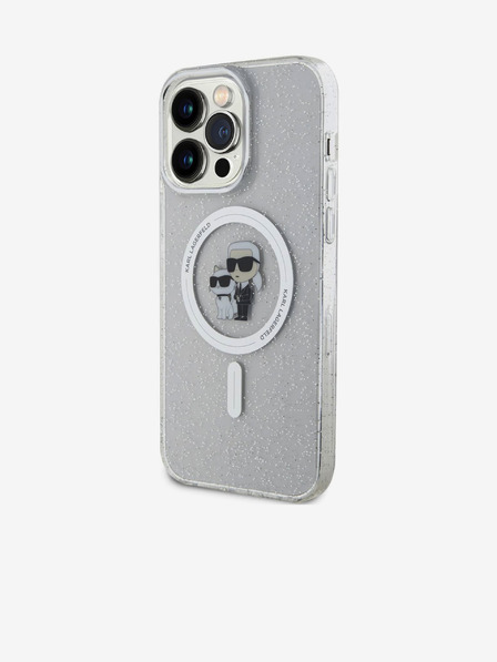 Karl Lagerfeld Karl Lagerfeld IML Glitter Karl in Choupette MagSafe Zadnji pokrov za iPhone 15 Pro Max Transparent