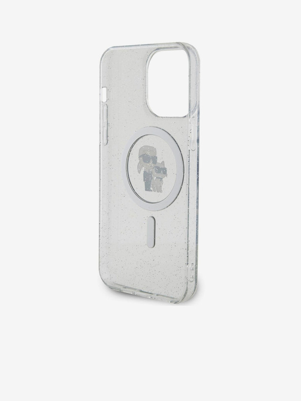 Karl Lagerfeld Karl Lagerfeld IML Glitter Karl in Choupette MagSafe Zadnji pokrov za iPhone 15 Pro Max Transparent
