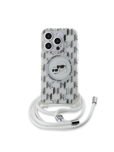 Karl Lagerfeld Karl Lagerfeld IML Monogram Crossbody K&CH Heads MagSafe Zadnji pokrov za iPhone 15 Pro Transparent