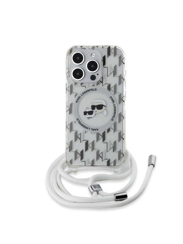 Karl Lagerfeld Karl Lagerfeld IML Monogram Crossbody K&CH Heads MagSafe Zadnji pokrov za iPhone 15 Pro Transparent