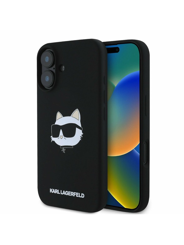 Karl Lagerfeld Karl Lagerfeld Tekoči silikonski Choupette Head MagSafe Zadnji pokrov za iPhone 16 Black