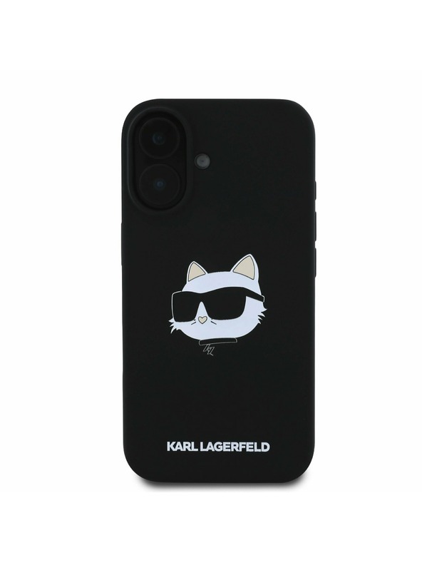 Karl Lagerfeld Karl Lagerfeld Tekoči silikonski Choupette Head MagSafe Zadnji pokrov za iPhone 16 Black