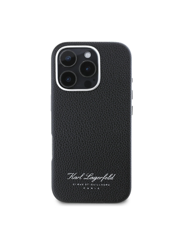 Karl Lagerfeld Karl Lagerfeld Zrnati PU Hotel RSG Zadnji pokrov za iPhone 16 Pro Black