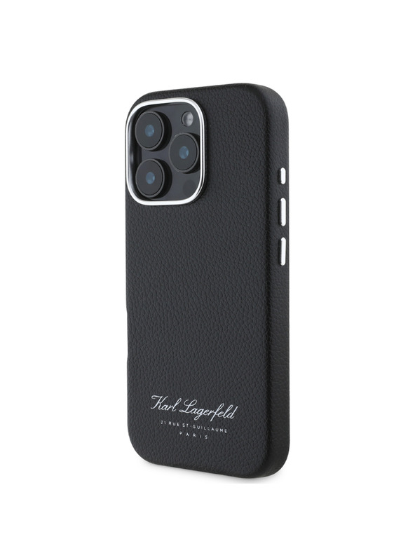 Karl Lagerfeld Karl Lagerfeld Zrnati PU Hotel RSG Zadnji pokrov za iPhone 16 Pro Black