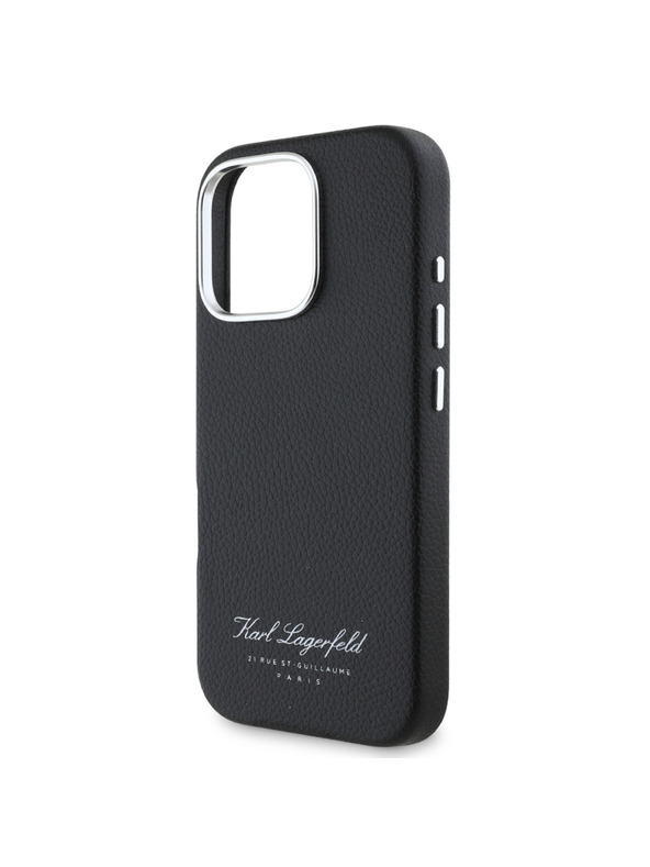 Karl Lagerfeld Karl Lagerfeld Zrnati PU Hotel RSG Zadnji pokrov za iPhone 16 Pro Black