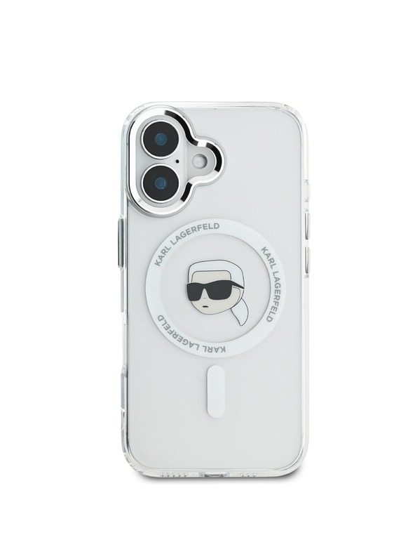 Karl Lagerfeld Karl Lagerfeld IML Karl Head Kovinski okvir MagSafe Zadnji pokrov za iPhone 16 Transparent