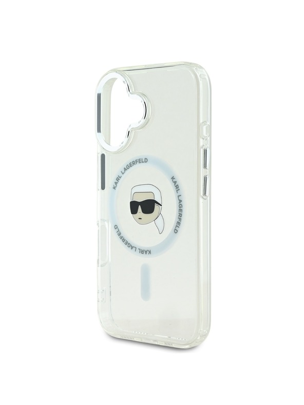 Karl Lagerfeld Karl Lagerfeld IML Karl Head Kovinski okvir MagSafe Zadnji pokrov za iPhone 16 Transparent