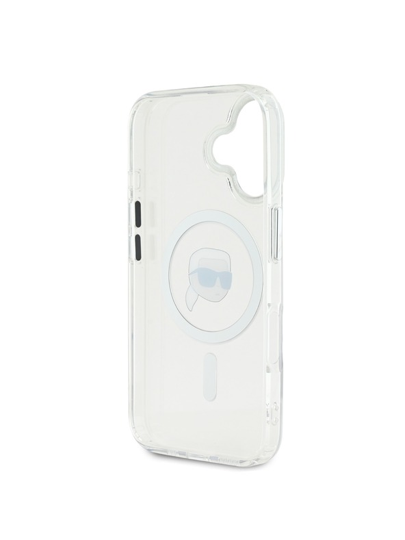 Karl Lagerfeld Karl Lagerfeld IML Karl Head Kovinski okvir MagSafe Zadnji pokrov za iPhone 16 Transparent