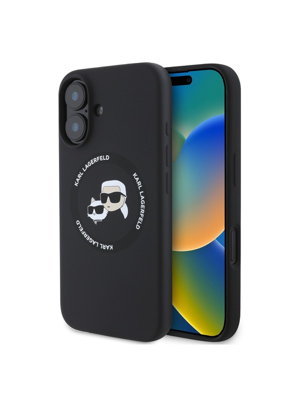 Karl Lagerfeld Karl Lagerfeld Tekoči silikonski K&CH Heads MagSafe Zadnji pokrov za iPhone 16 Black