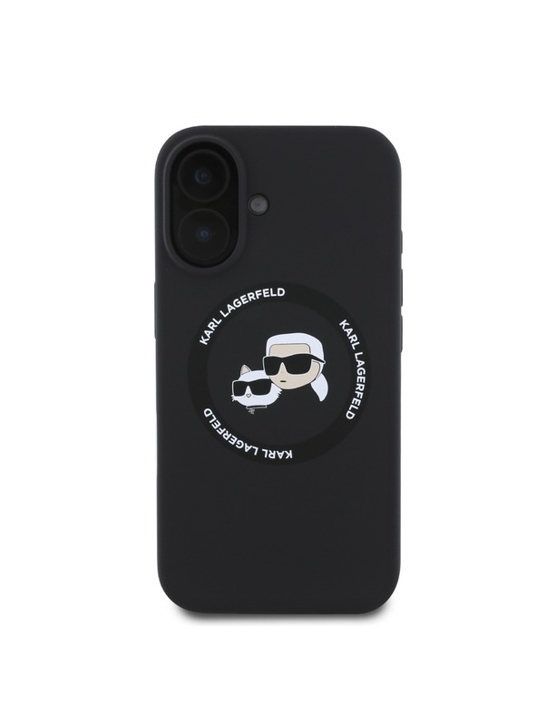 Karl Lagerfeld Karl Lagerfeld Tekoči silikonski K&CH Heads MagSafe Zadnji pokrov za iPhone 16 Black