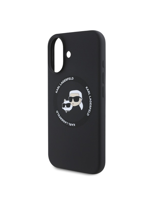 Karl Lagerfeld Karl Lagerfeld Tekoči silikonski K&CH Heads MagSafe Zadnji pokrov za iPhone 16 Black
