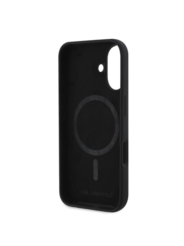 Karl Lagerfeld Karl Lagerfeld Tekoči silikonski K&CH Heads MagSafe Zadnji pokrov za iPhone 16 Black