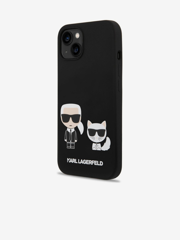 Karl Lagerfeld Karl Lagerfeld MagSafe Združljiv pokrov Tekoči silikonski Karl in Choupette za iPhone 14 Plus Black