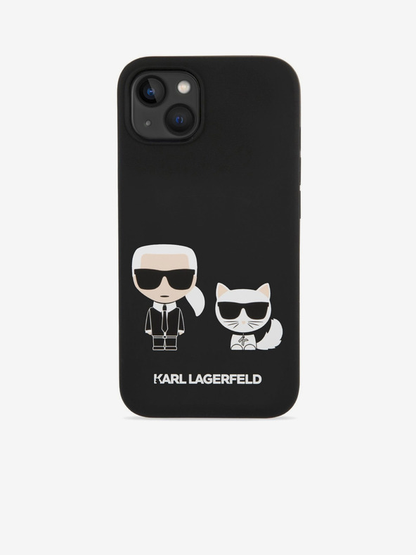 Karl Lagerfeld Karl Lagerfeld MagSafe Združljiv pokrov Tekoči silikonski Karl in Choupette za iPhone 14 Plus Black