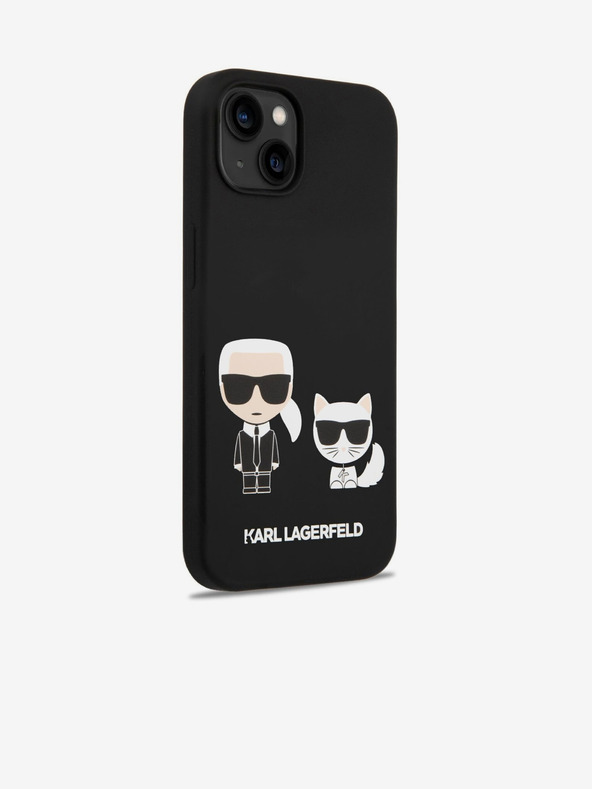 Karl Lagerfeld Karl Lagerfeld MagSafe Združljiv pokrov Tekoči silikonski Karl in Choupette za iPhone 14 Plus Black