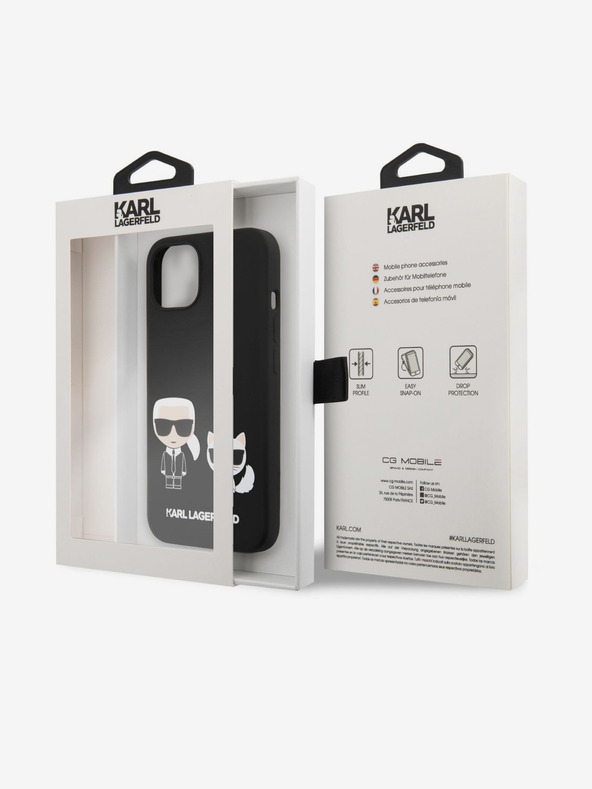 Karl Lagerfeld Karl Lagerfeld MagSafe Združljiv pokrov Tekoči silikonski Karl in Choupette za iPhone 14 Plus Black