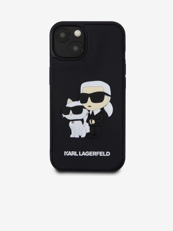 Karl Lagerfeld Karl Lagerfeld 3D Gumijasti Karl in Choupette Zadnji pokrov za iPhone 13 Black