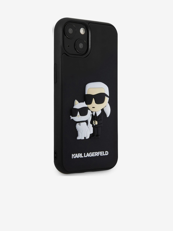 Karl Lagerfeld Karl Lagerfeld 3D Gumijasti Karl in Choupette Zadnji pokrov za iPhone 13 Black