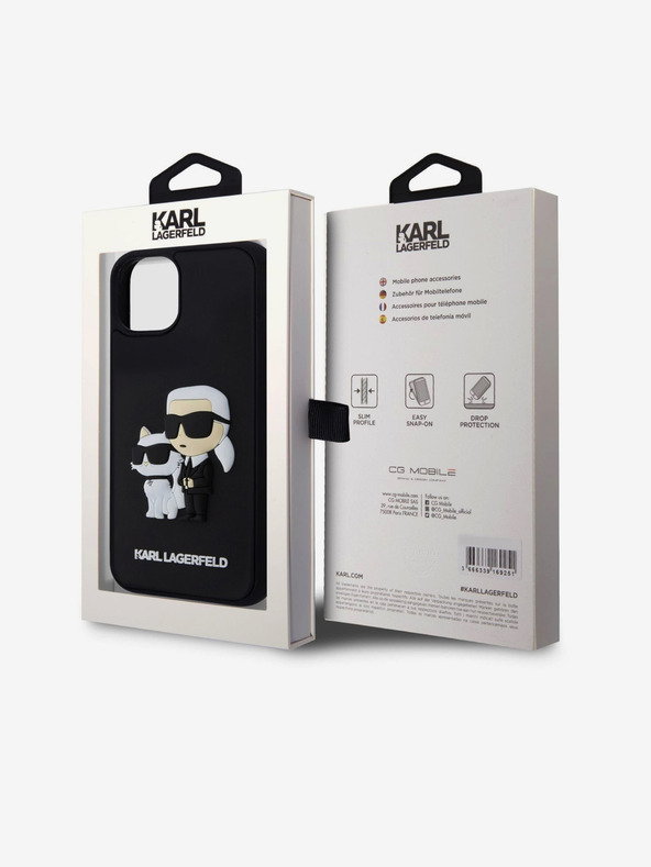 Karl Lagerfeld Karl Lagerfeld 3D Gumijasti Karl in Choupette Zadnji pokrov za iPhone 13 Black