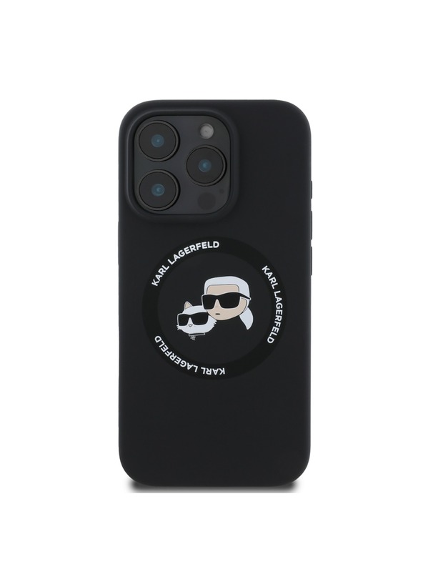 Karl Lagerfeld Karl Lagerfeld Tekoči silikonski K&CH Heads MagSafe Zadnji pokrov za iPhone 16 Pro Max Black