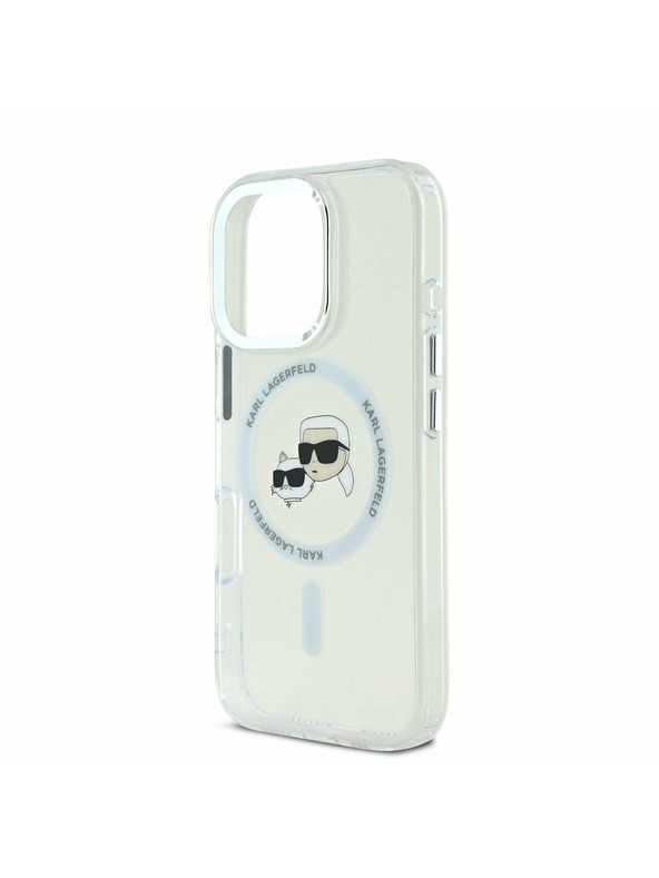 Karl Lagerfeld Karl Lagerfeld IML K&CH Heads Kovinski okvir MagSafe Zadnji pokrov za iPhone 16 Pro Transparent