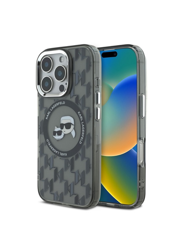 Karl Lagerfeld Karl Lagerfeld IML Monogram K&CH Heads MagSafe Zadnji pokrov za iPhone 16 Pro Max Black